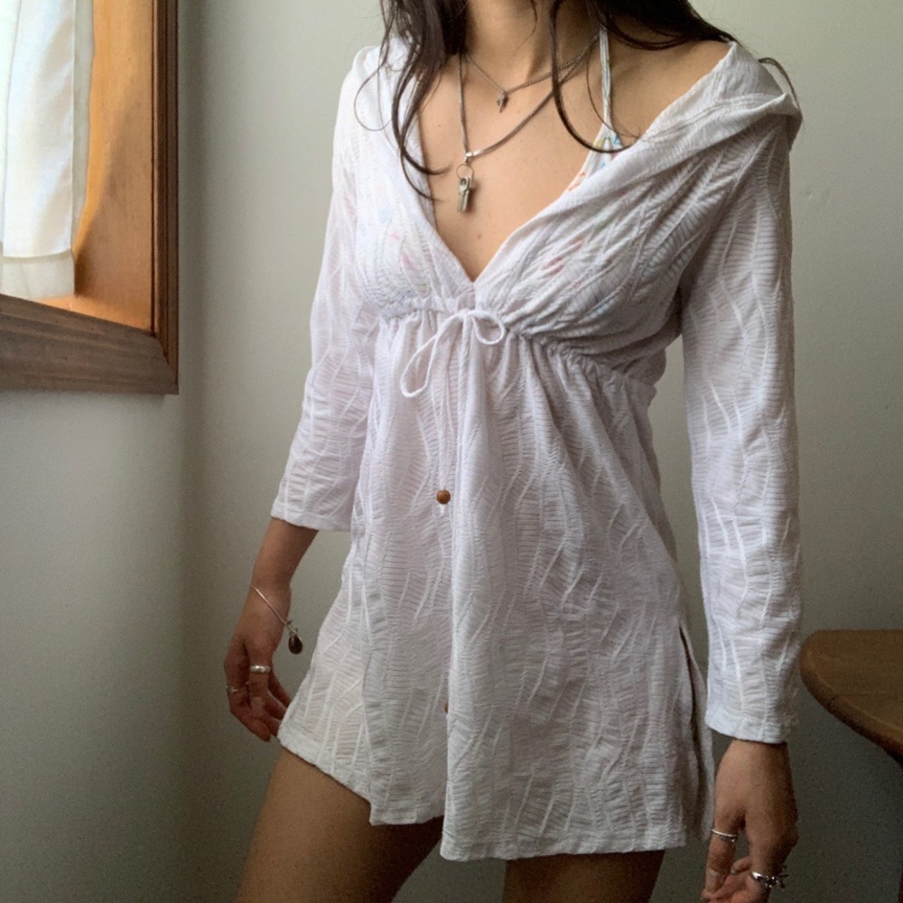 White Swim Suit/ Beach Cover Up